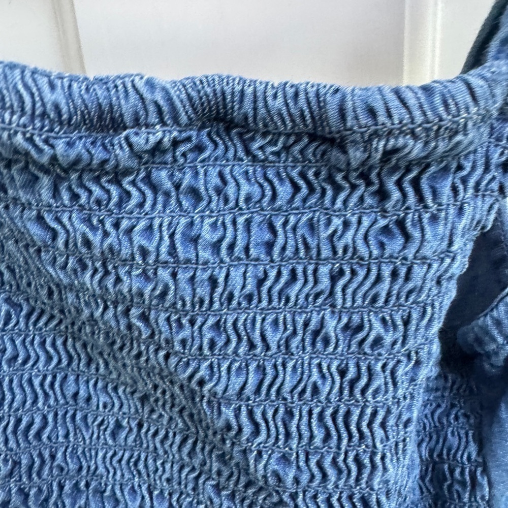 NWOT Lucky Penny 3T Girls Casual Blue Denim Sleevess Dress with Ruffle Straps - Picture 3 of 5